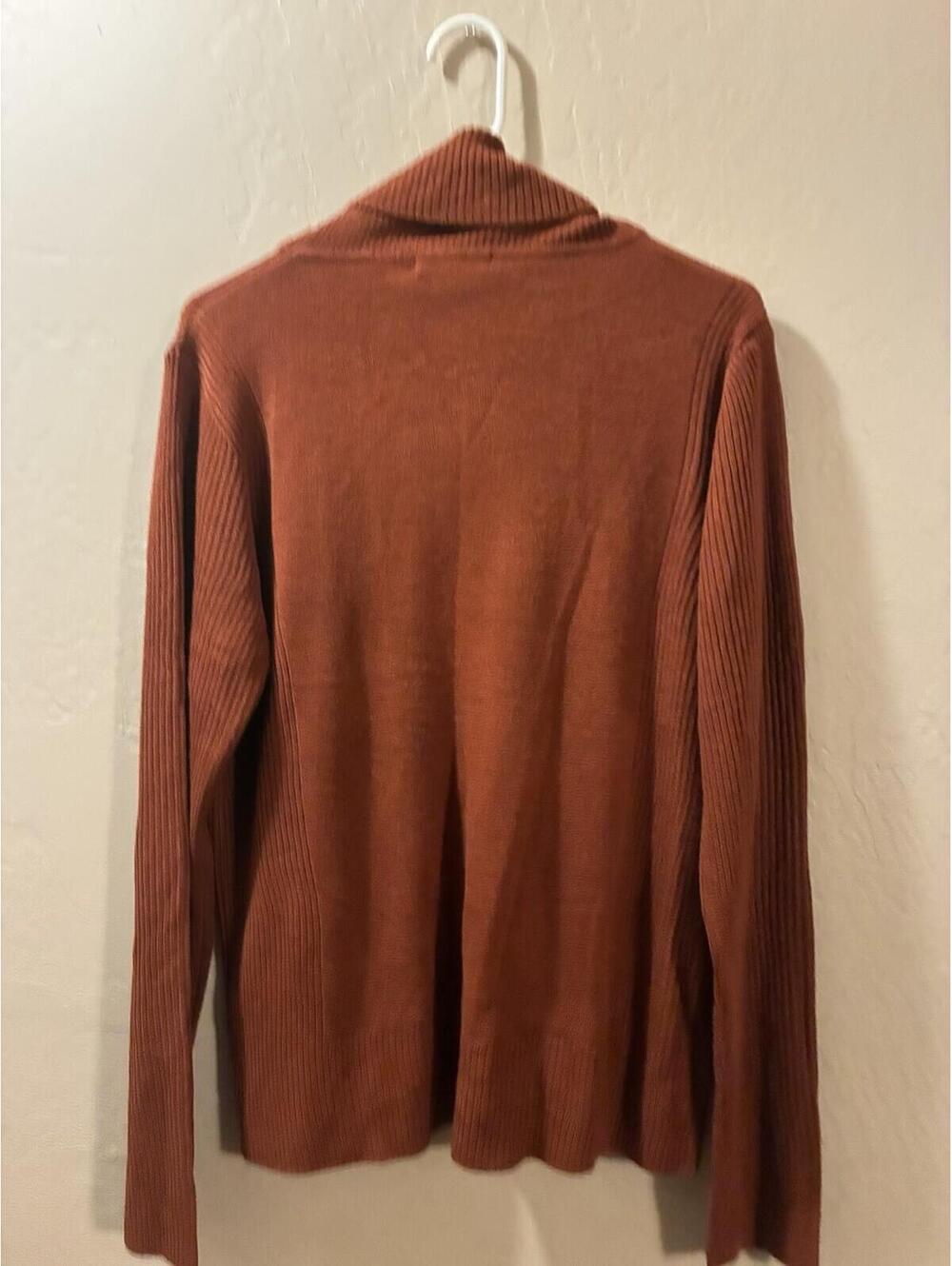Woman Within Women's Blue Paisley Long Sleeve Turtleneck Size L (1X Plus) Cotton